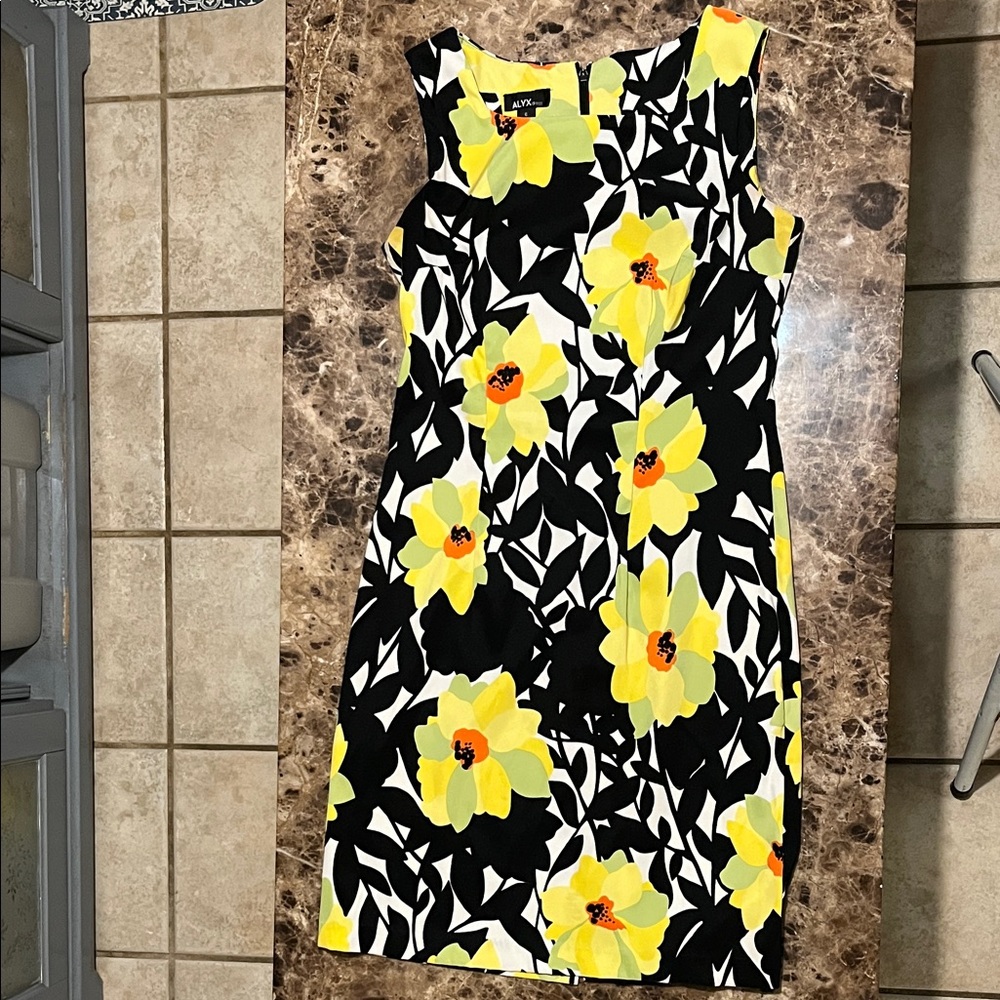 Alyx Black and Yellow Floral Midi Dress